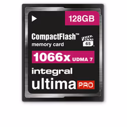 Integral 128GB ULTIMAPRO COMPACTFLASH 1066X, 128 Go, CFast, 160 Mo/s, 135 Mo/s, Noir
