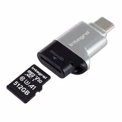 Integral USB3.0 CARDREADER TYPE C SINGLE SLOT MSD, MicroSD (TransFlash), MicroSDHC, MicroSDXC, Noir, Argent, Windows Vista, 7 ...