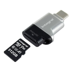 Integral USB3.0 CARDREADER TYPE C SINGLE SLOT MSD lecteur de carte mémoire USB 3.2 Gen 1 (3.1 Gen 1) Noir, Argent