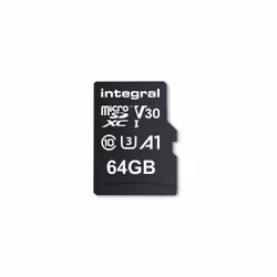 Integral INMSDX64G-100V30 64GB MICRO SD CARD MICROSDXC UHS-1 U3 CL10 V30 A1 UP TO 100MBS READ 45MBS WRITE, 64 Go, MicroSD, Cl ...