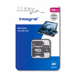 Integral INMSDX128G-100V30 128GB MICRO SD CARD MICROSDXC UHS-1 U3 CL10 V30 A1 UP TO 100MBS READ 45MBS WRITE 128 Go MicroSD UHS-I