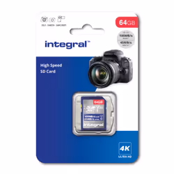 Integral INSDX64G-100V30 64GB SD CARD SDXC UHS-1 U3 CL10 V30 UP TO 100MBS READ 45MBS WRITE 64 Go UHS-I