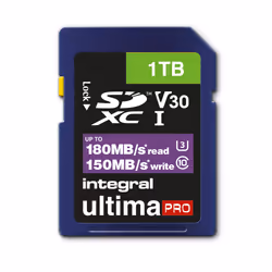 Integral INSDX1TB-180/150V30, 1 To, SD, UHS-I, 180 Mo/s, 130 Mo/s, Class 3 (U3)