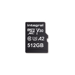 Integral INMSDX512G-180/150V30 512GB MICRO SD CARD MICROSDXC UHS-1 U3 CL10 V30 A2 UP TO 180MBS READ 150MBS WRITE 512 Go MicroSD UHS-I