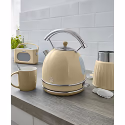 Swan SK14630CN, 1,8 L, 3000 W, Crème, Acier inoxydable, Indicateur de niveau d'eau, Arrêt de sécurité en cas de surchauffe