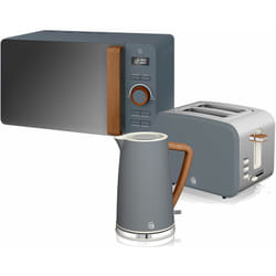 SWAN STRP1060GRYNEU Set petit-déjeuner bouilloire grille-pain micro-ondes 20L Nordic Gris Gris