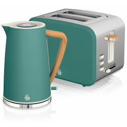 SWAN STP2090GRENEU Set petit-déjeuner Bouilloire sans fil 1,7 L grille-pain 2 Nordic Blanc Vert