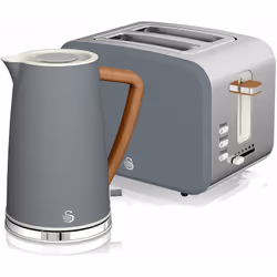 Set petit-déjeuner composé de grille-pain 900 W pour 2 tranches larges avec 6 niveaux de grille-pain et bouilloire électrique ...