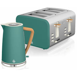Swan - STP2091GRENEU Set petit-déjeuner Bouilloire sans fil 1,7 l grille-pain 4 Nordic Vert Vert