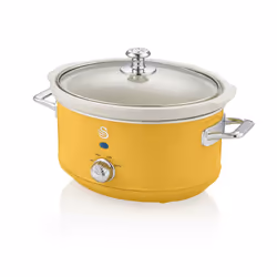 Swan 3.5L SLOW COOCER RETRO YELLOW SF17021YELN, 200 W, Rotatif, Jaune, Verre, Vitrocéramique, 332 mm