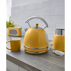 Swan SK14630YELN, 1,8 L, 3000 W, Jaune, Acier inoxydable, Indicateur de niveau d'eau, Arrêt de sécurité en cas de surchauffe
