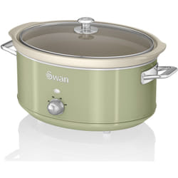 Swan - SF17031GNEU Retro Mijoteuse 6,5L Poêle Amovible en Céramique Antiadhésive, Vintage 320W Vert