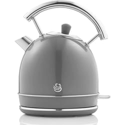 Swan - SK14630GRNEU Retro Bouilloire, 1,8 l, Acier Inoxydable sans bpa, Résistance Cachée, sans Fil 3000W Gris