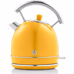 Swan - SK14630YELNEU Retro Bouilloire, 1,8 l, Acier Inoxydable sans bpa, Résistance Cachée, sans Fil 3000W Jaune