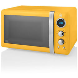 Swan - SM22030YELNEU Retro Micro-ondes Numérique 20L, 5 Niveaux Puissance, Décongélation, Minuterie 800W Jaune