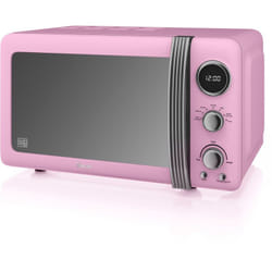 Swan - SM22030LPNEU Retro Micro-ondes Numérique 20L, 5 Niveaux Puissance, Décongélation, Minuterie 800W Rose