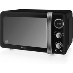 Swan - SM22030LBNEU Retro Micro-ondes Numérique 20L, 5 Niveaux Puissance, Décongélation, Minuterie 800W Noir