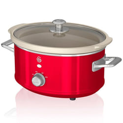 Retro Mijoteuse 35L Poêle Amovible en Céramique Antiadhésive Vintage SWAN SF17021RNEU 200W Rouge 69570