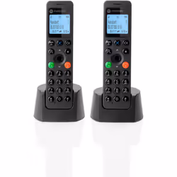 Motorola DOT202 Twin, Téléphone DECT, Combiné sans fil, Haut-parleur, 100 entrées, Identification de l'appelant, Noir
