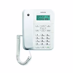 Motorola CT202, Téléphone analogique, Combiné filaire, Haut-parleur, Identification de l'appelant, Blanc