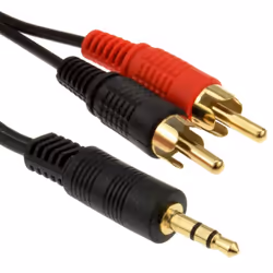 kenable 007569, 2 x RCA, Mâle, 3,5mm, Mâle, 1,5 m, Noir, Rouge