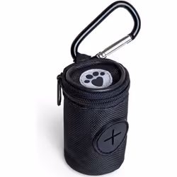 igadgitz Home U7168 Distributeur Sac a Crottes Chien en Tissu Porte Sac Dejection Canine avec Mousqueton - Noir