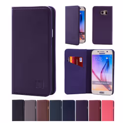 32nd Classic Real Leather Book Wallet Case, Folio porte carte, Samsung, Samsung Galaxy S6, 12,9 cm (5.1"), aubergine