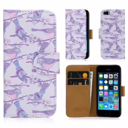 32nd PU Leather Floral Design Book Wallet, Folio porte carte, Apple, iPhone SE (2016), 10,2 cm (4"), Multicolore