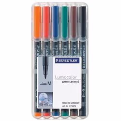 Staedtler 317 WP6, Noir, Bleu, Marron, Vert, Orange, Rouge, Noir, Transparent, Polypropylène (PP), 1 mm, 6 pièce(s)