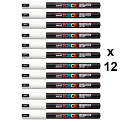 Lot de 12 marqueurs Posca PC-1MR blanc  pointe extra-fine calibrée