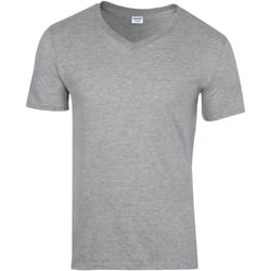 Gildan - T-shirt à manches courtes et col en V - Homme (Gris sport)