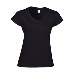 Gildan - T-shirt à manches courtes et col en V - Femme (Noir)