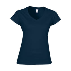 Gildan - T-shirt à manches courtes et col en V - Femme (Bleu marine)