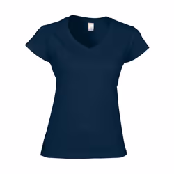 Gildan - T-shirt à manches courtes et col en V - Femme (Bleu marine)