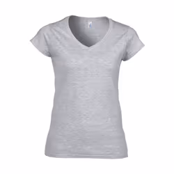 Gildan - T-shirt à manches courtes et col en V - Femme (Gris sport)