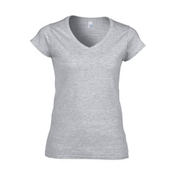 Gildan - T-shirt à manches courtes et col en V - Femme (Gris sport)