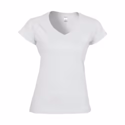 Gildan - T-shirt à manches courtes et col en V - Femme (Blanc)