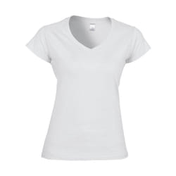 Gildan - T-shirt à manches courtes et col en V - Femme (Blanc)