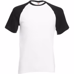 T-shirt de baseball à manches courtes Fruit Of The Loom pour homme (Blanc/Noir)