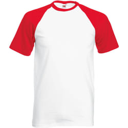 T-shirt de baseball à manches courtes Fruit Of The Loom pour homme (Blanc/Rouge)
