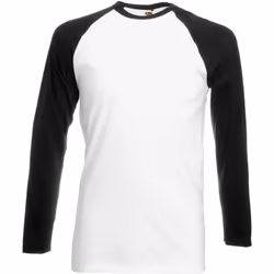 T-shirt de baseball à manches longues Fruit Of The Loom pour homme (Blanc/Noir)