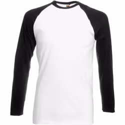 T-shirt de baseball à manches longues Fruit Of The Loom pour homme (Blanc/Noir)