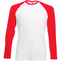 T-shirt de baseball à manches longues Fruit Of The Loom pour homme (Blanc/Rouge)
