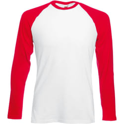 T-shirt de baseball à manches longues Fruit Of The Loom pour homme (Blanc/Rouge)