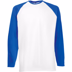 T-shirt de baseball à manches longues Fruit Of The Loom pour homme (Blanc/Bleu royal)