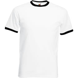 Fruit Of The Loom -T-shirt à manches courtes - Homme (Blanc/ Noir)