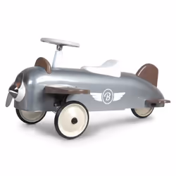 Porteur vintage aviateur enfant multidirectionnel - Baghera - 4 roues - Métal - Gris - Mixte