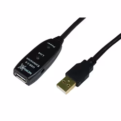 Cables Direct 25m USB 2.0 Active Repeater, 25 m, Mâle/Femelle, 480 Mbit/s, Noir