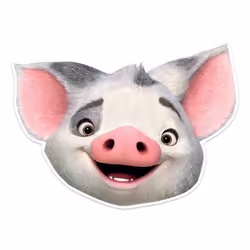 Masque en carton - Disney - Vaiana - Pua Pig - 27 cm - Blanc - Enfant