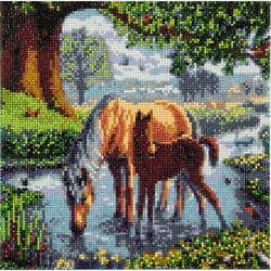 OZ International Crystal Art Kit Tableau Broderie Diamant 30X30Cm Chevaux